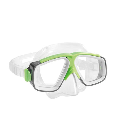 Set of six Intex kids snorkel masks and snorkel tubes for water sports, featuring colorful designs for young swimmers.
