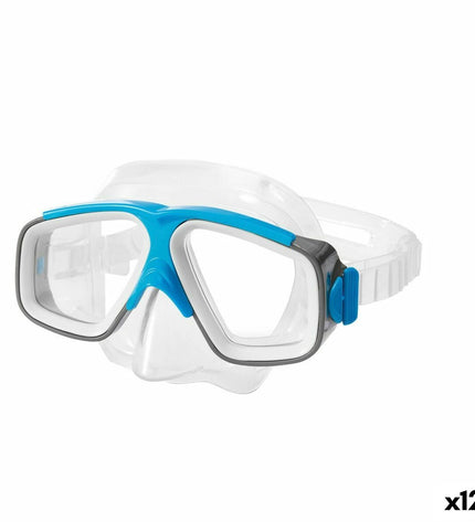 Intex Surf Rider diving goggles for watersports, showing clear goggles with adjustable straps and vibrant blue accents