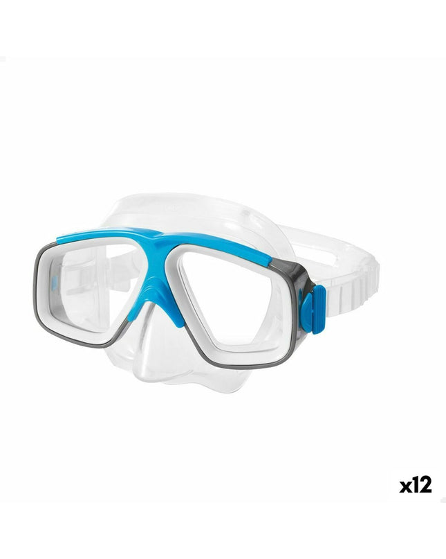 Intex Surf Rider diving goggles for watersports, showing clear goggles with adjustable straps and vibrant blue accents