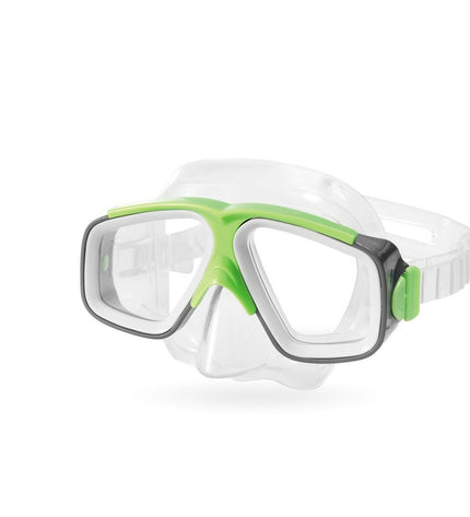 Set of 12 Intex Surf Rider diving masks with clear lenses and adjustable straps, designed for water sports and outdoor swimming.