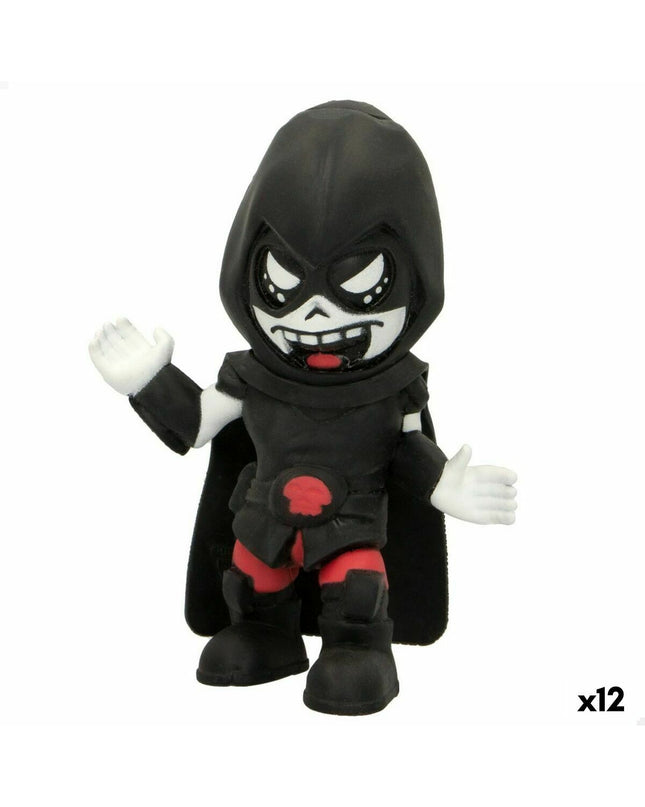 Set of 12 Eolo Super Masked Whisper action figures, elastisch, measuring 11.5 x 15.5 x 6.5 cm, for play and collection.