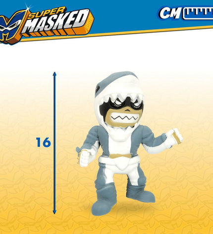 Eolo Super Masked Jaw Boy action figures, 14x16x8.5 cm, set of 12, featuring colorful, elastic toy characters for play and collection.