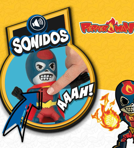 Eolo Super Masked Pepper Man action figures, 14x15.5x5.5 cm, colorful plastic toy figures in a set of 12.