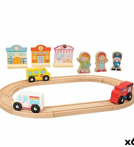 Six Woomax train toy circuits, each measuring 39 x 1 x 26 cm, designed for children’s play and vehicle-themed games.