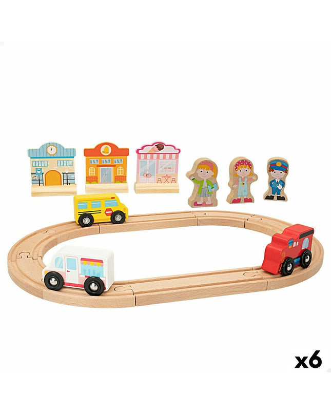 Six Woomax train toy circuits, each measuring 39 x 1 x 26 cm, designed for children’s play and vehicle-themed games.