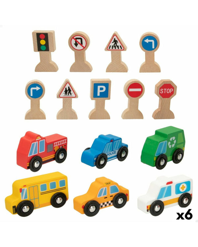 Woomax Voertuig Speelset with 15 parts, including 6 toy vehicle components, designed for imaginative play and construction.