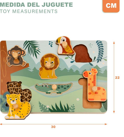Woomax wooden children's puzzle set with 12 colorful puzzle pieces, designed for kids' educational and play activities.