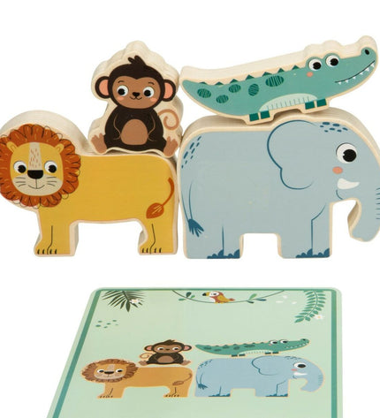 Woomax baby agility game set with 16 animal-themed pieces for developmental play and early motor skills.