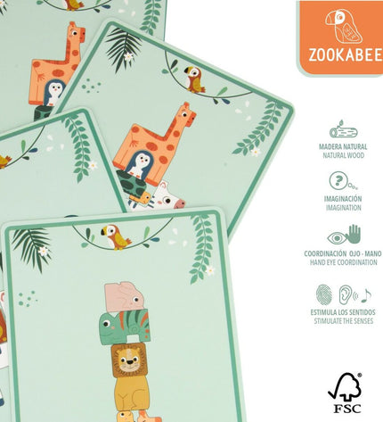Set of six wooden children's puzzles by Woomax, featuring colorful puzzle pieces for kids' educational play and fun.