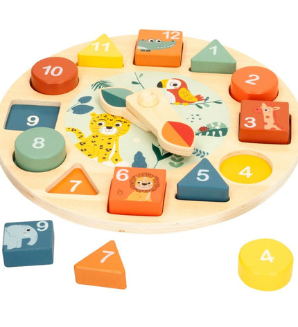 Woomax educatief dieren horloge set for babies, featuring six colorful, easy-to-read animal-themed clocks for young children.