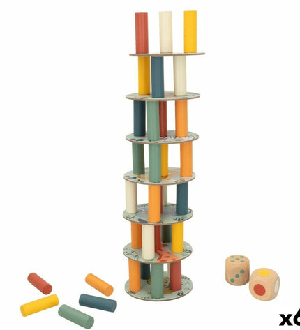 Woomax Bouwspel 36 onderdelen set for kids, includes six colorful building pieces for creative play and construction activities.