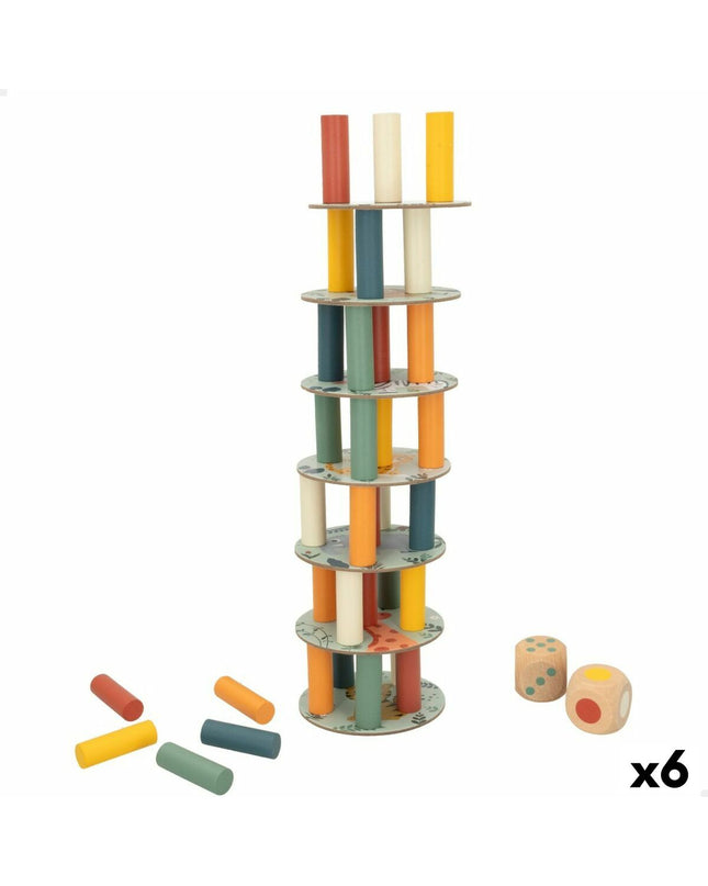 Woomax Bouwspel 36 onderdelen set for kids, includes six colorful building pieces for creative play and construction activities.