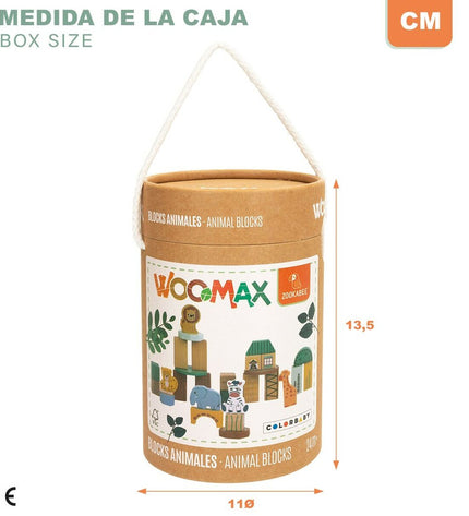 Woomax Bouwspel dieren 28 onderdelen set, colorful toy pieces for creative building and play, designed for children.