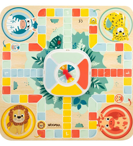 Woomax Zookabee Parchis en Oca spelbord for children, animal-themed, 30x30x3 cm, colorful game board with animal illustrations