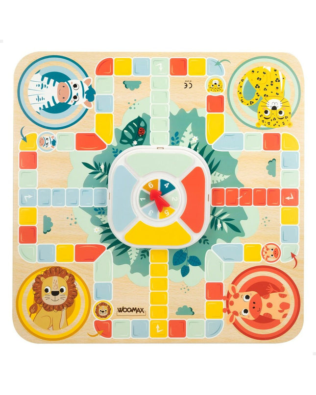 Woomax Zookabee Parchis en Oca spelbord for children, animal-themed, 30x30x3 cm, colorful game board with animal illustrations