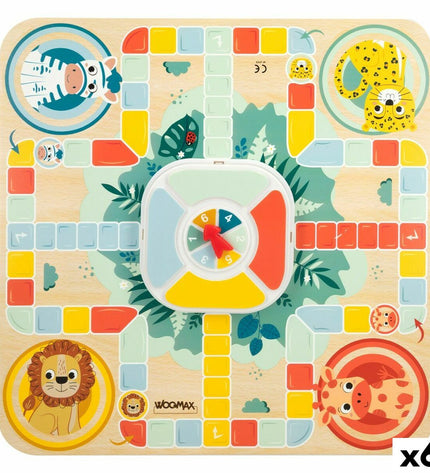 Woomax Zookabee Parchis en Oca speelgoedbord for children featuring animals, 30x30 cm, colorful game pieces included
