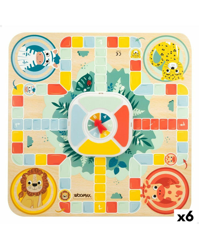 Woomax Zookabee Parchis en Oca speelgoedbord for children featuring animals, 30x30 cm, colorful game pieces included