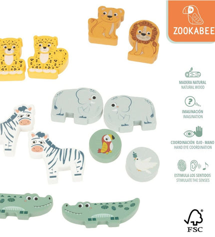 Set of six Woomax baby animal toys, soft and colorful plush playthings for young children and infants.