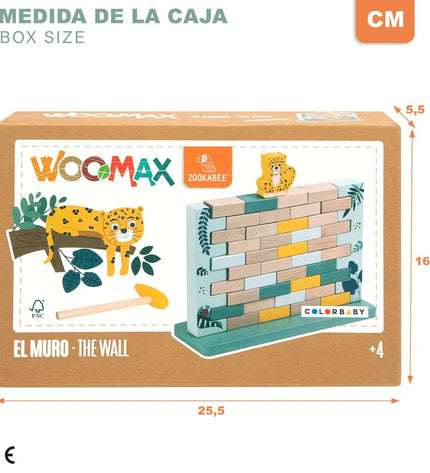 Woomax bouwspel dieren set with six colorful toy parts for creative play and building fun.