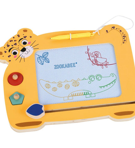 Set of six Woomax Zookabee tiger-themed wooden magnetic school boards for creative activities, measuring 30x2.5x26 cm.