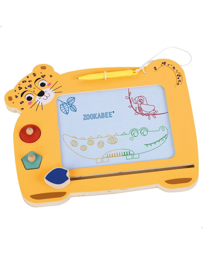 Set of six Woomax Zookabee tiger-themed wooden magnetic school boards for creative activities, measuring 30x2.5x26 cm.
