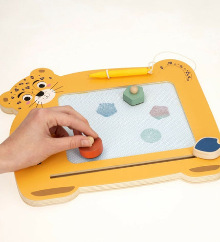 Six Woomax Magisch Schoolbord Zookabee Tijger houten boards, 30x2.5x26 cm, for creative play and educational activities.