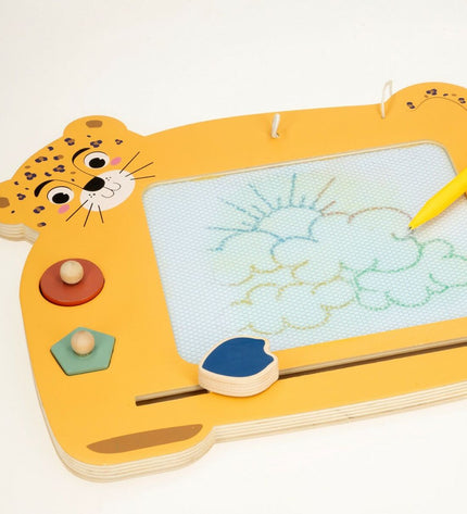 Set of six Woomax Magisch Schoolbord Zookabee Tijger wooden boards, 30x2.5x26 cm, for creative play and educational activities.
