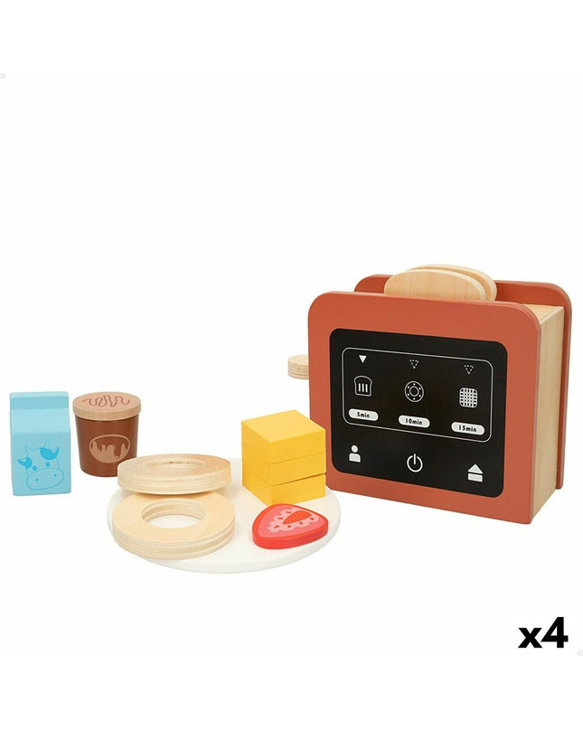 Woomax speelgoedbroodrooster set with 10 parts, realistic toy kitchen appliance, measuring 18.5x12.5x7.5 cm for imaginative play