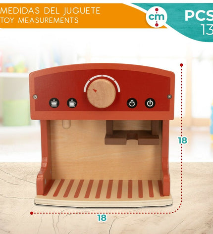 Set of four Woomax toy coffee machines for pretend play, designed for imaginative role-playing and fun in children's games.