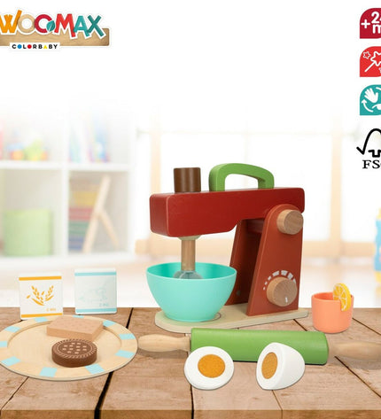 Woomax speelgoed huishoudelijke apparatuur imiteerspel met 4 onderdelen, 20x22.5x8 cm, voor kinderen en speelpret.