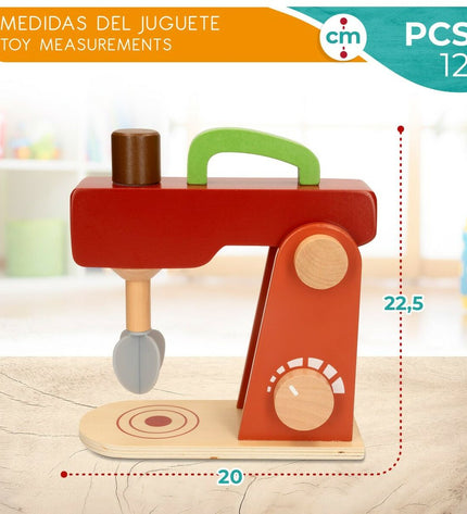 Set of four Woomax household appliance toy parts, 20x22.5x8 cm, for pretend play and imiteerspelletjes, colorful plastic pieces.