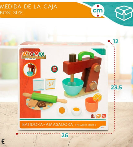 Set of four Woomax toy household appliances with 12 pieces, measuring 20x22.5x8 cm, for pretend play and imitation games.