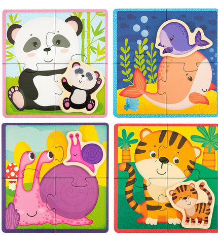 Lisciani Giochi dieren kinderpuzzel with 16 pieces, colorful animal puzzle for children, measuring 16x16 cm.