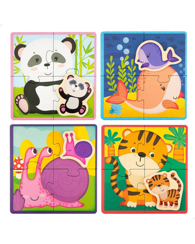 Lisciani Giochi dieren kinderpuzzel with 16 pieces, colorful animal puzzle for children, measuring 16x16 cm.