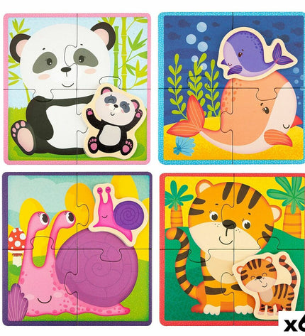 Lisciani Giochi Kinderpuzzel with animal images, 16 puzzle pieces, colorful educational toy for children, 16 x 1 x 16 cm size.