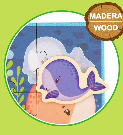 Lisciani Giochi Kinderpuzzel with animal illustrations, 16 puzzle pieces, suitable for children, colorful and educational toy.