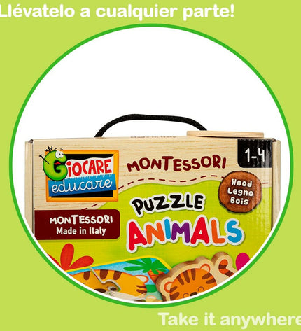Lisciani Giochi animal-themed jigsaw puzzle with 16 pieces, colorful puzzle pieces on a flat surface.