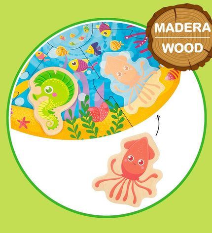 Lisciani Giochi Kinderpuzzel Navy, 6-piece wooden puzzle with 13 parts, for children’s educational play and brain games.