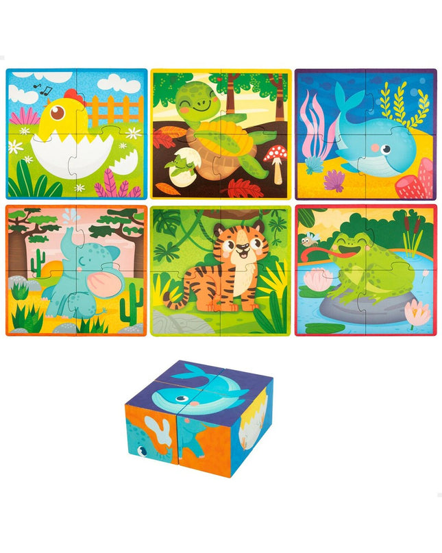 Lisciani Giochi 3D animal puzzle with 4 pieces, measuring 22x23x1 cm, includes six sets of colorful, interlocking puzzle parts.