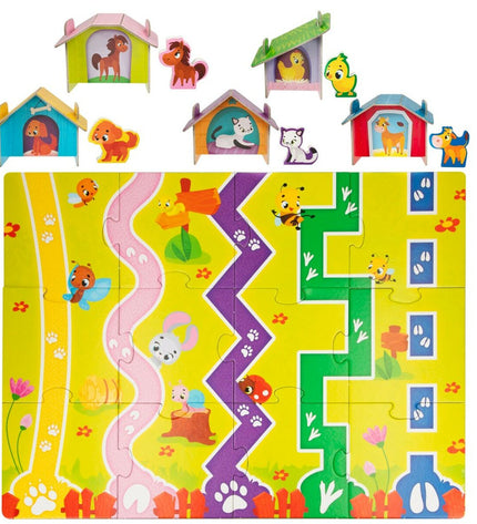 Lisciani Giochi Kinderpuzzel boerderij, 12 en 27 stuk puzzel met 6 dieren, speelgoed en hersenkraker voor kinderen.