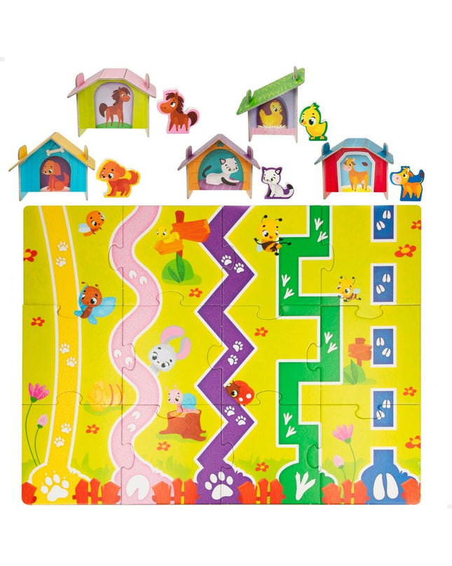Lisciani Giochi Kinderpuzzel boerderij, 12 en 27 stuk puzzel met 6 dieren, speelgoed en hersenkraker voor kinderen.