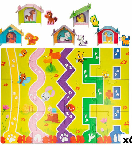 Lisciani Giochi Kinderpuzzel boerderij met 12 of 27 onderdelen, colorful wooden farm puzzle for children, 48x36 cm.