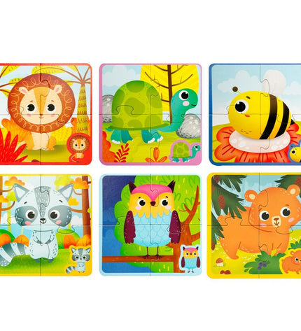 Lisciani Giochi Kinderpuzzel with 24 tactile puzzle pieces, 16x16 cm, designed for children’s educational play and brain development.