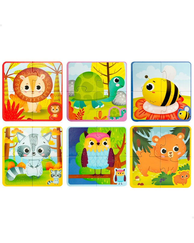 Lisciani Giochi Kinderpuzzel with 24 tactile puzzle pieces, 16x16 cm, designed for children’s educational play and brain development.