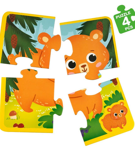 Lisciani Giochi Kinderpuzzel tactile puzzle with 24 pieces, colorful educational toy for children, 16x16 cm size, 6 sets shown