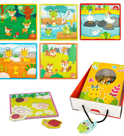 Lisciani Giochi Kinderpuzzel with 18 tactile puzzle pieces, colorful toy for children, 16 x 0.5 x 15 cm, educational game.