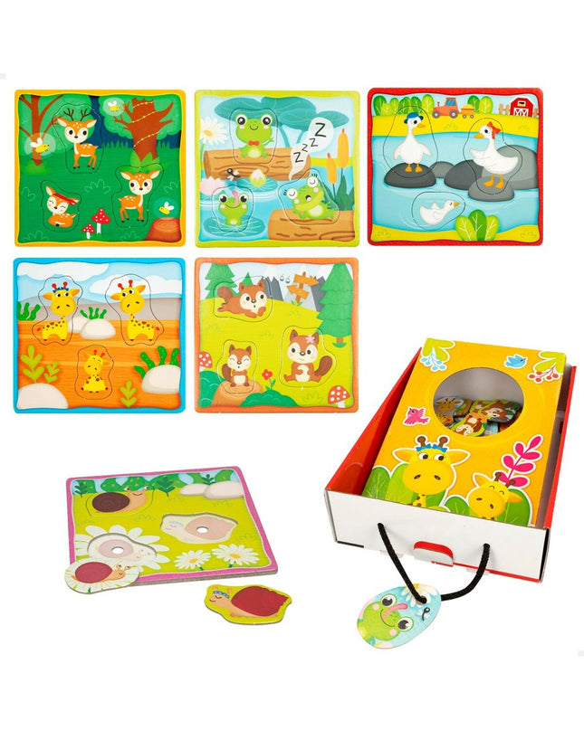 Lisciani Giochi Kinderpuzzel with 18 tactile puzzle pieces, colorful toy for children, 16 x 0.5 x 15 cm, educational game.