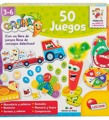 Set of six Lisciani Giochi Carotina Baby educational electronic games, colorful plastic toys for children, compact size 4.5x14.5x3.5 cm.