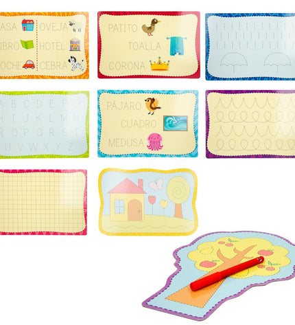 Set of six Montessori calligraphy educational toys by Lisciani Giochi, designed for learning and teaching calligraphy skills.