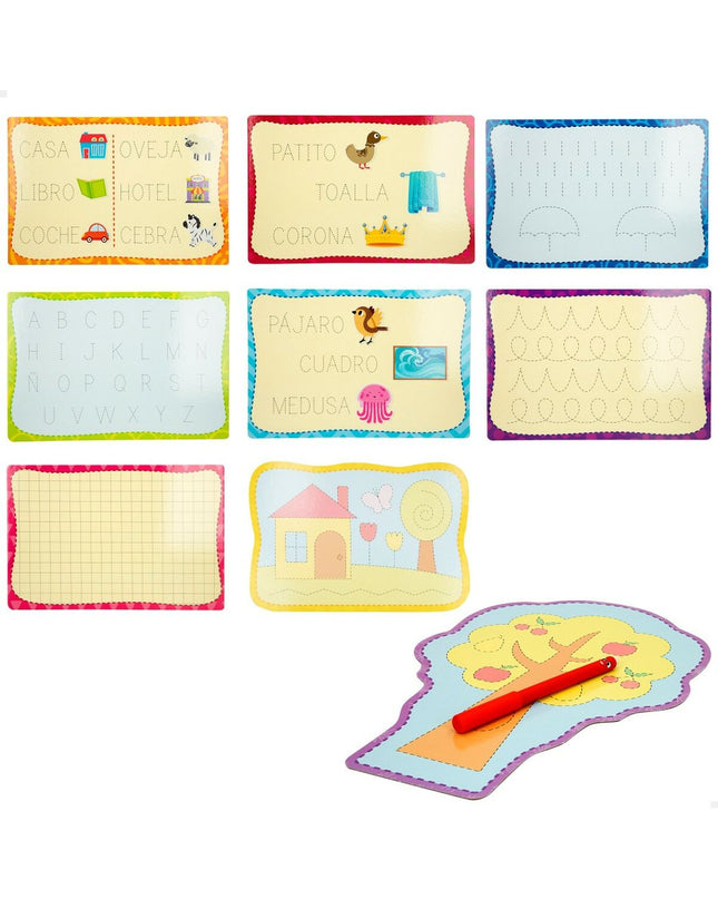 Set of six Montessori calligraphy educational toys by Lisciani Giochi, designed for learning and teaching calligraphy skills.